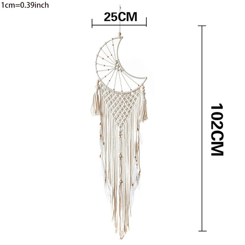 Moon Macrame Tapestry Boho Cotton Rope Woven Dream Catcher Farmhouse Wall Hanging Decor new