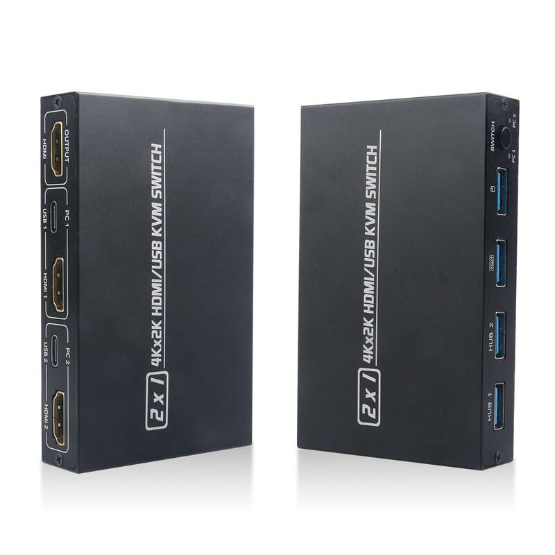 AIMOS AM-KVM 201CL 2-в-1 HDMI-совместимый/USB KVM-переключатель с поддержкой HD 2K * 4K 2 узлов совместное использование 1 монитора/клавиатуры и мыши квм-перекл...