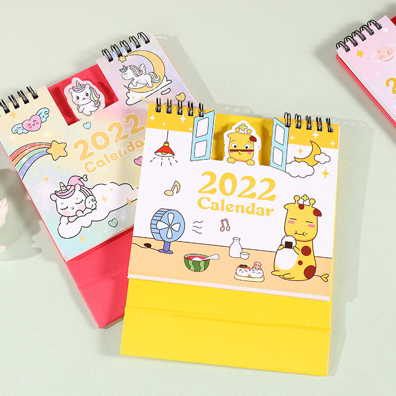 1 Pc 2022 Kawaii Cartoon Cute Desk calendari Cute Daily Schedule Planner annuale Organizer cancelleria forniture scolastiche per ufficio