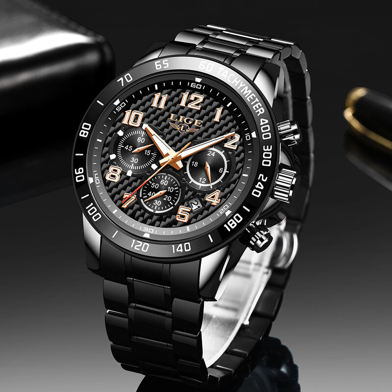 LIGE – montre de Sport de luxe pour hommes, chronographe, à Quartz, nouvelle collection 2020