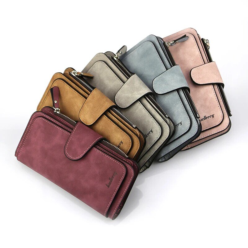Baellerry Women's Wallet Leather Female Purse For Women Coins Pocket Card Holder Money Bags Casual Long Lady Clutch Phone Wallet