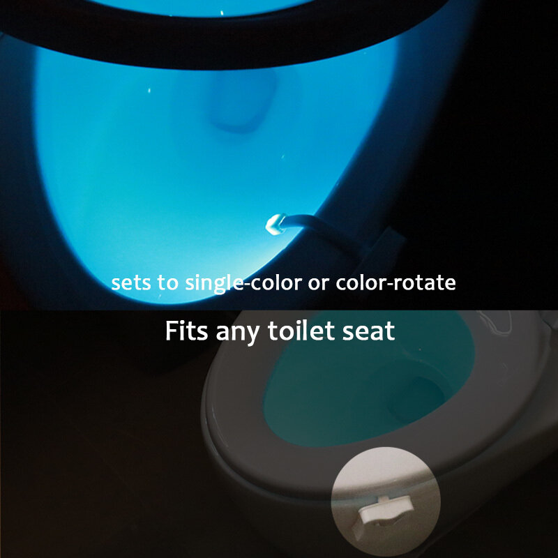 Luz LED nocturna para asiento de inodoro, lámpara Luminaria con Sensor de movimiento inteligente, luz de fondo impermeable en 16 colores para inodoro, tazón, WC