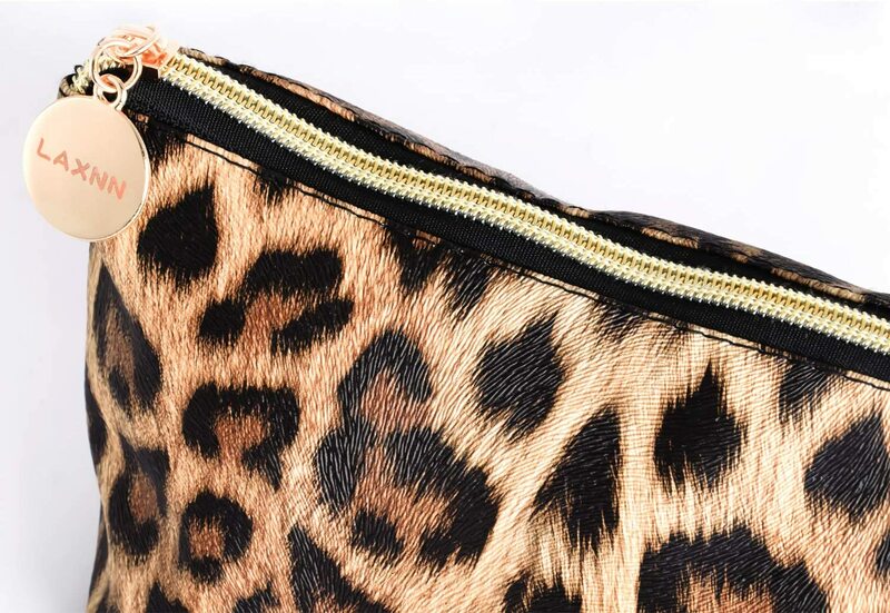Leopardo bolsa de maquiagem cosméticos bolsa batom bolsa de higiene pessoal bolsa de viagem e escova organizador bolsa de embreagem para mulher 50 peças