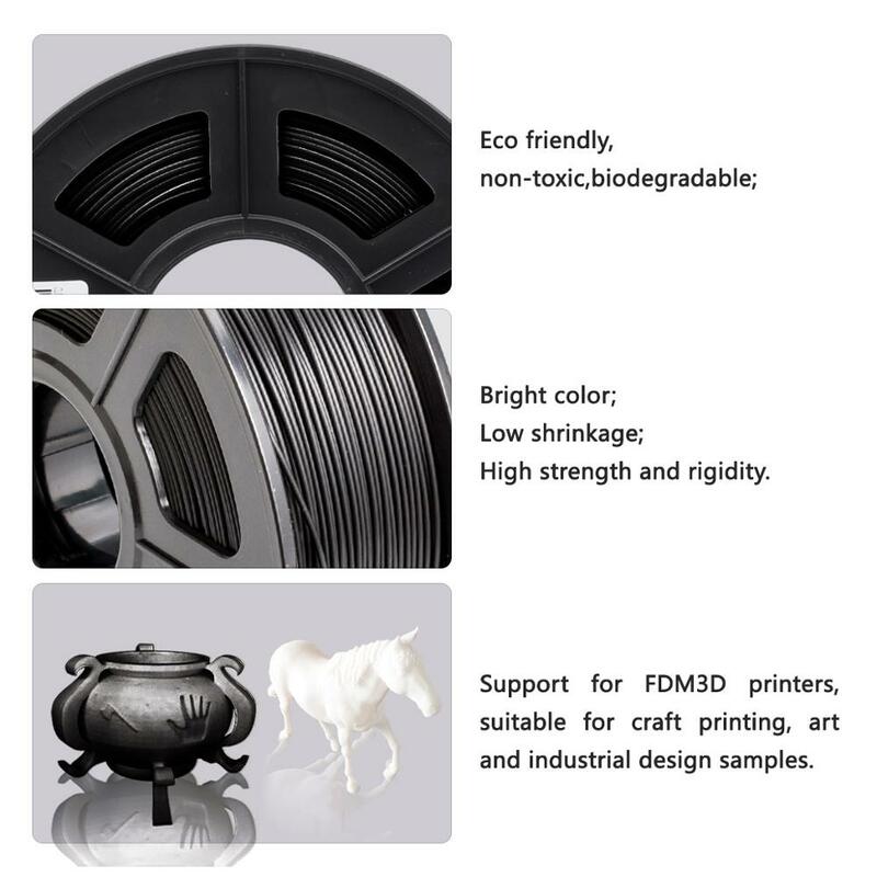 SUNLU – Filament pour imprimante 3D, 3 rouleaux de 1KG, SPLA, 1.75mm, noir, blanc, gris, matériau d'impression pour stylos FDM