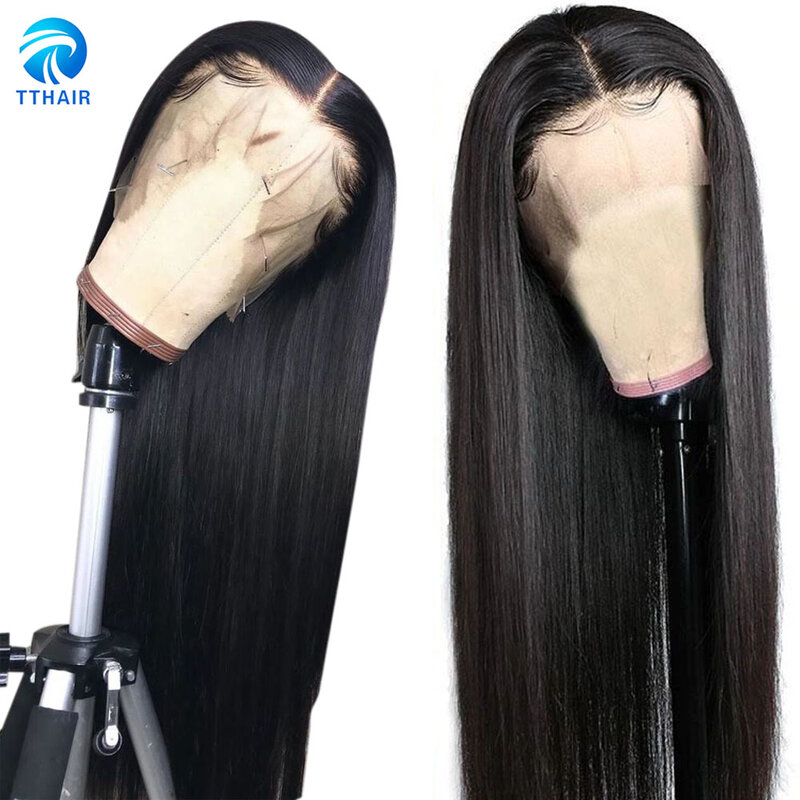 Koronkowa peruka na przód peruki z ludzkich włosów 13x4 Remy brazylijski proste włosy ludzkie peruka zamknięcie peruka peruki z włosów typu Remy dla czarnych kobiet 150%
