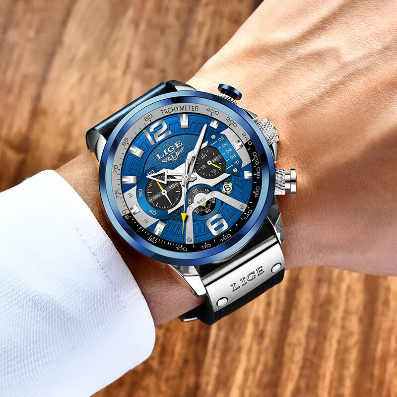 2020 LIGE orologi sportivi per uomo orologi da uomo in pelle militare di lusso delle migliori marche orologi cronografo moda orologio da polso Reloj Hombre