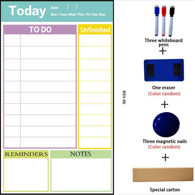 Set Papan Tulis Kulkas Kalender Magnetik untuk Kulkas Stiker Kalender Magnetik Kit Papan Pesan Stiker Kulkas Populer