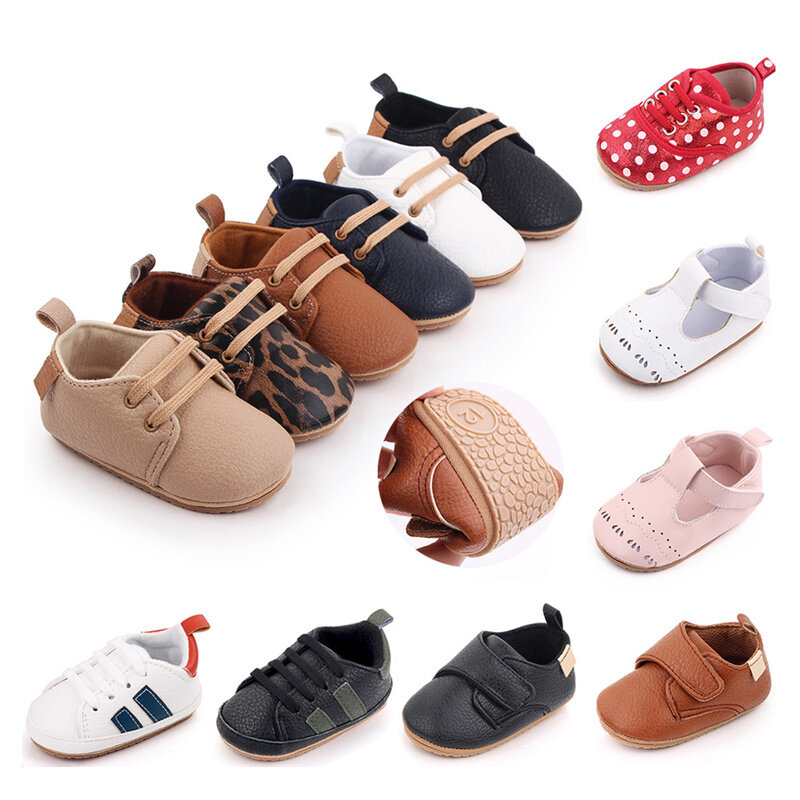 Zapatos de princesa de cuero suave para bebé, mocasines de lujo con suela de goma, antideslizantes y transpirables, 19 tipos
