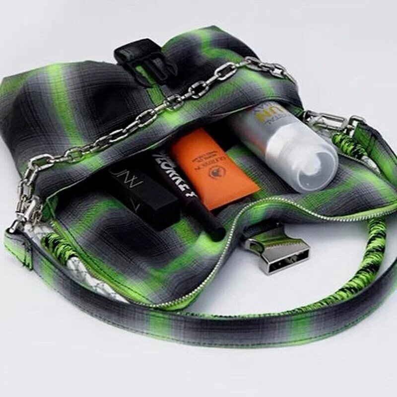 هوتشو 2021 Y2K حقيبة كتف للنساء سلاسل حقائب اليد خمر الأخضر اليابانية تصميم الرغيف الفرنسي موضة Harajuku