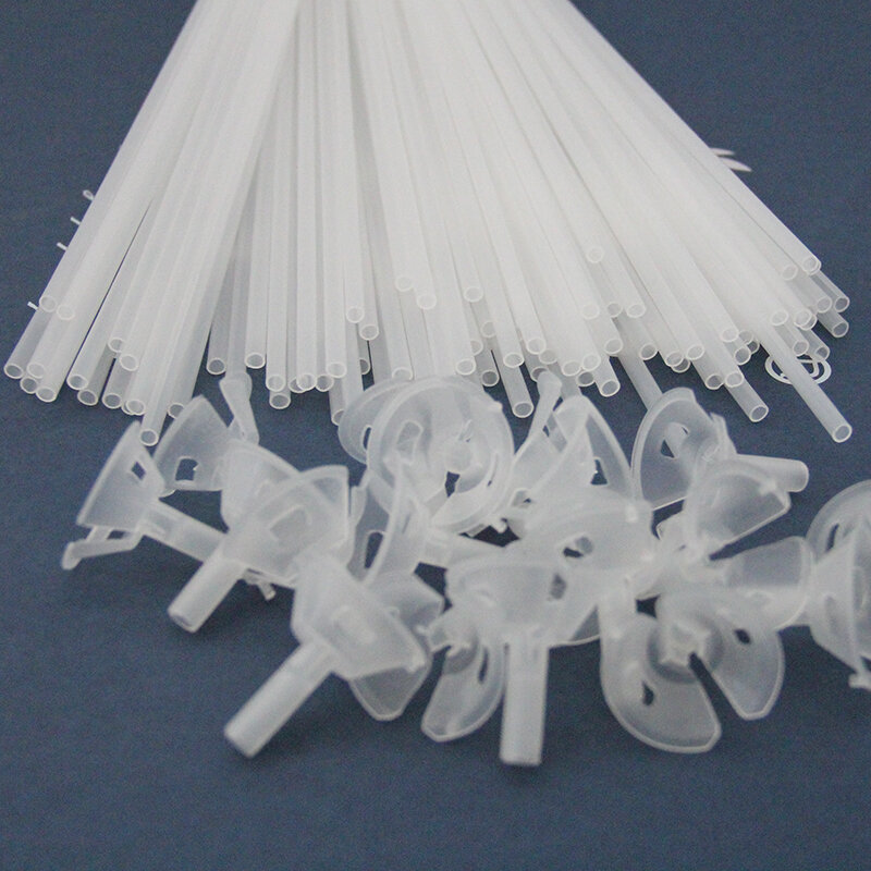 Varillas de látex para globos de 40cm, varillas de soporte de PVC blanco transparente con taza, suministros para fiestas de cumpleaños y bodas, herramienta para globos, 10 unids/lote