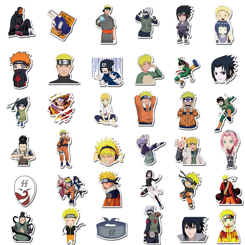Autocollants des dessins animés japonais de Naruto, étiquettes en vinyle pour décorer skateboard, ordinateur, bagage, frigidaire, voiture, décalcomanies de style, lot de 100 pièces,