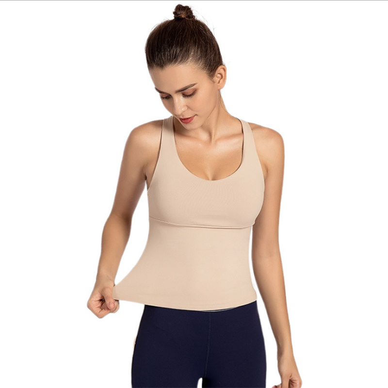 Solid color shockproof huddle yoga vest fitness sports bra stretch fast dry breathable beauty back bra pullover blouse