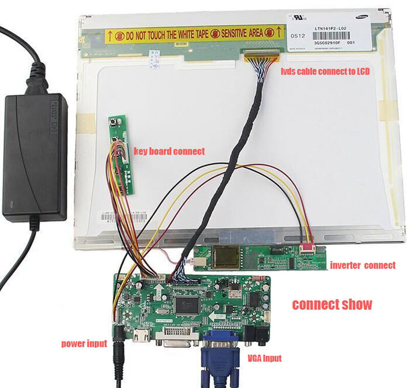 Placa controladora compatible con HDMI LTN154AT01-001/A01/101/A03/002/A02, pantalla LCD VGA M.NT68676, Kit DVI 1280X800 15,4"