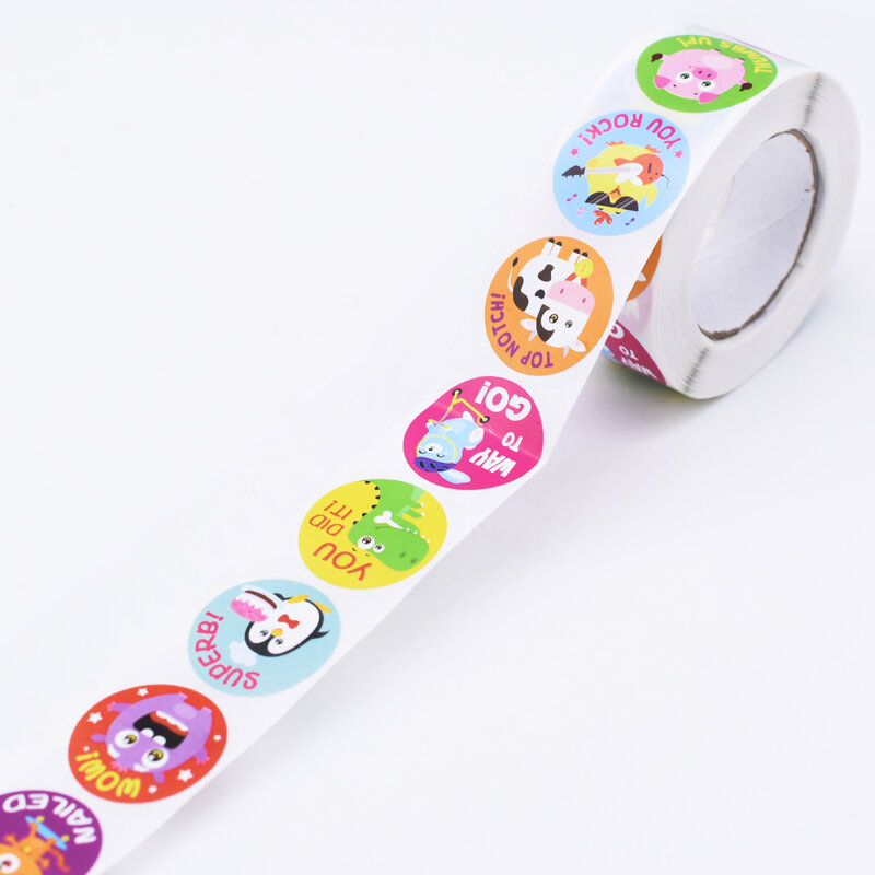 500pcs/roll cute animals Reward Stickers for Teachers students for Kids in 8 Designs Training Stickers Motivational Stickers
