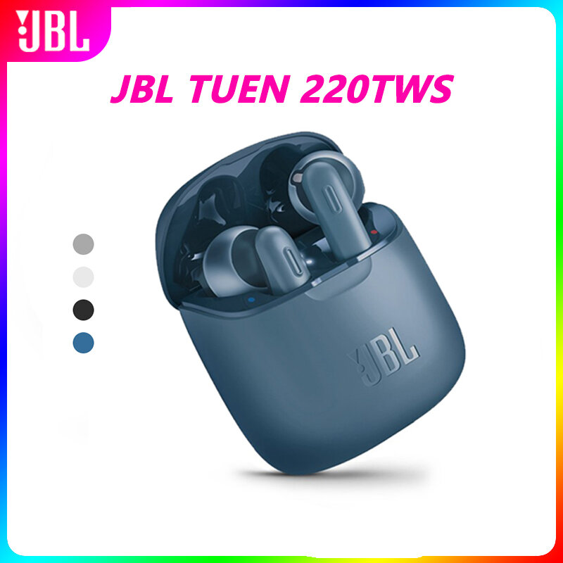 오리지널 JBL TUNE 220TWS 진정한 무선 블루투스 호환 이어폰 스테레오 이어버드 사운드 헤드폰 헤드셋 (마이크 케이스 포함)