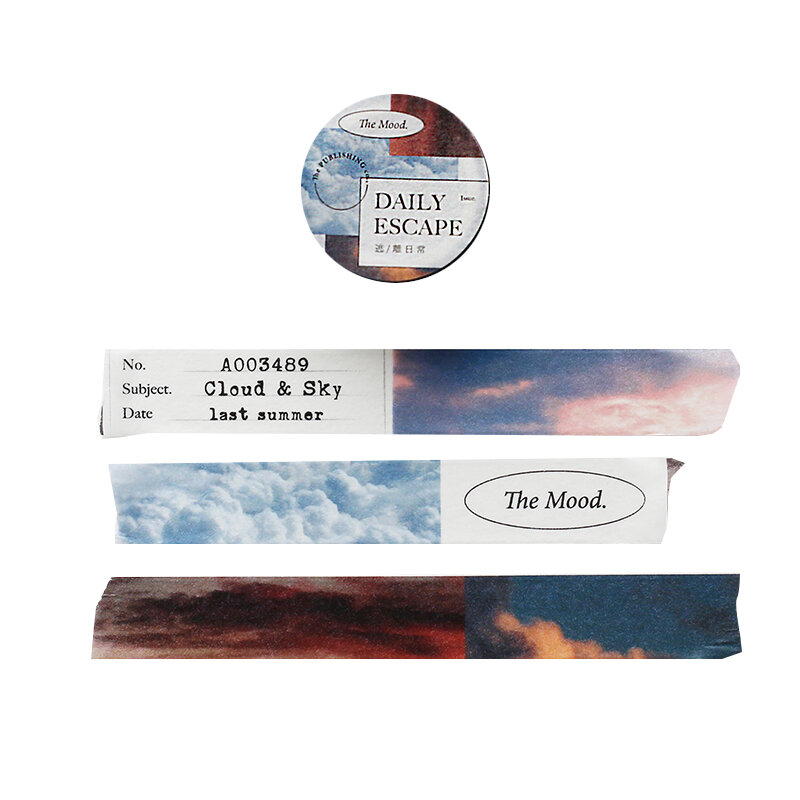 Cinta adhesiva decorativa de 1,5 cm de ancho, cinta Washi de enmascaramiento de paisajes costeros, bricolaje, etiqueta adhesiva de álbum de recortes, papelería