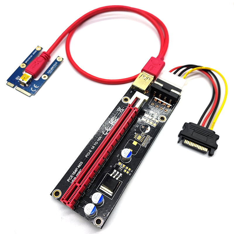 USB 3.0 Mini Riser PCI-E SATA do 4 Pin 6 Pin 16X Extender PCIE Adapter Riser karty kabel zasilający do Bitcoin Litecoin górnictwa