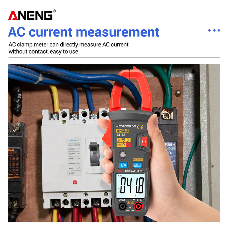 ANENG ST183 Digital Clamp Meter AC Current 6000นับ True RMS มัลติมิเตอร์ DC/AC แรงดันไฟฟ้า Hz ความจุ NCV โอห์มการทดสอบ