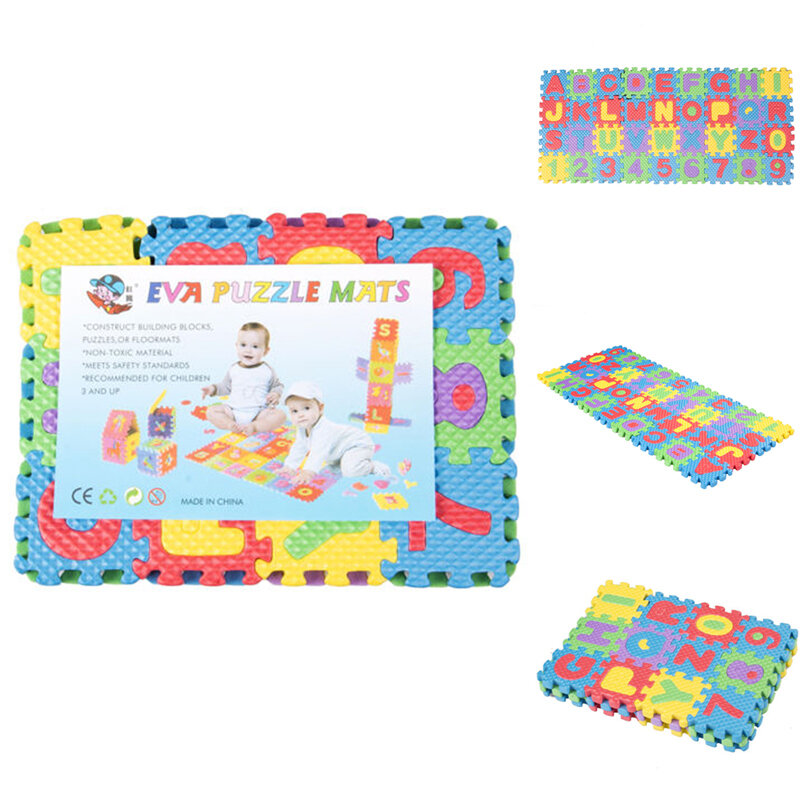 신제품 어린이 게임 퍼즐, 부드러운 아기 바닥 놀이, DIY 퍼즐, 어린이 장난감 매트 만들기, 거품, 알파벳 숫자 퍼즐, 유아 장난감, 36 개