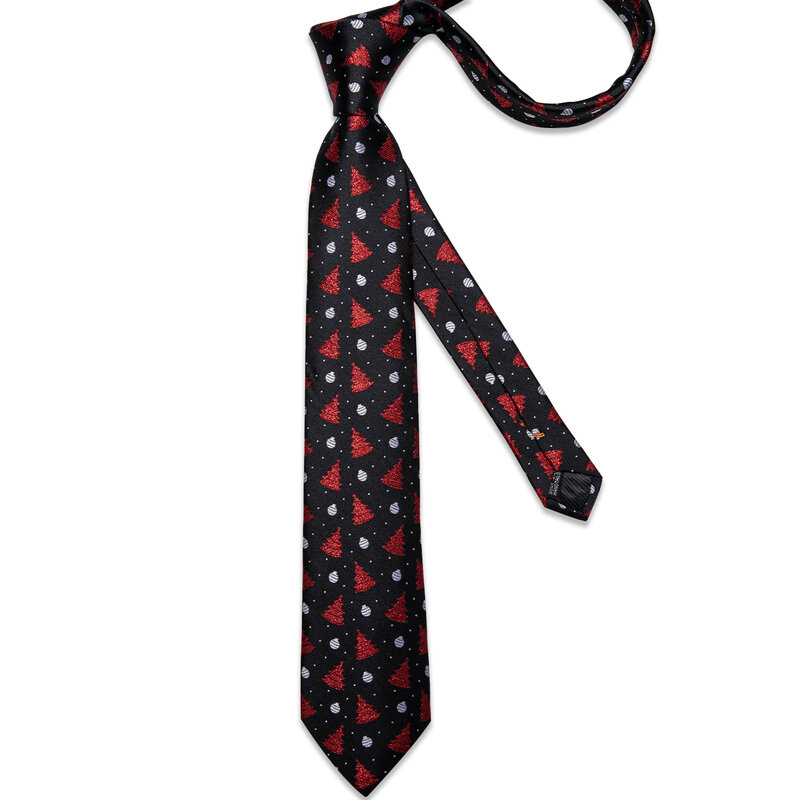 Christmas Party Ties For Men 8cm Wide Black 100% Silk Neck Tie Set Men Accessories Gift Set DiBanGu