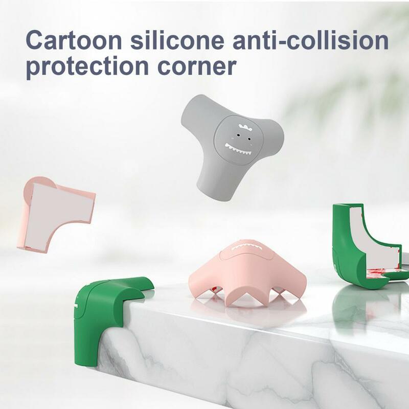 Capa de proteção de mesa de canto de segurança anti-colisão de silicone de três lados dos desenhos animados