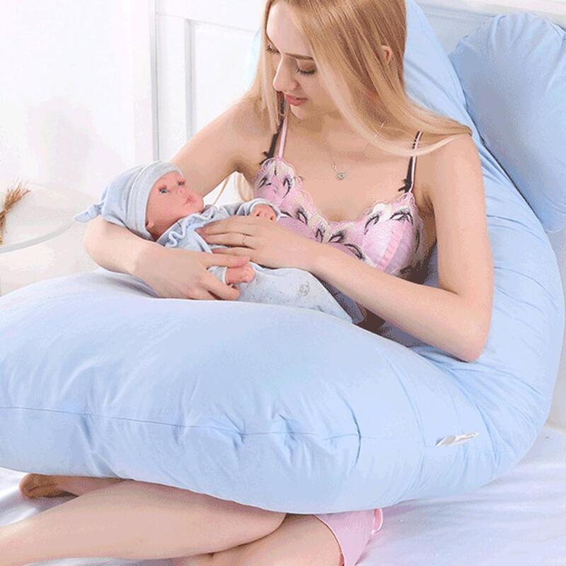 ยุโรป U-Shaped ขนาดใหญ่ Maternal Cushion Multi-Functional Side Sleeping ปลอกหมอนผ้าฝ้าย80*160ซม.