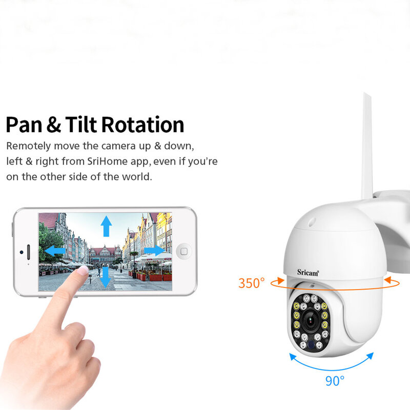 Sricam SP028 PTZ Wifi กล้อง IP 5MP 1080P การเฝ้าระวัง Night Vision Human Detection การเฝ้าระวังวิดีโอ security protection