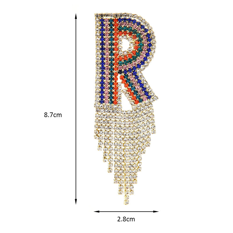 Wuli&baby Rhinestone Name Letter R Tassel Brooches For Women Unisex Shining Office Party Brooch Pins Gifts