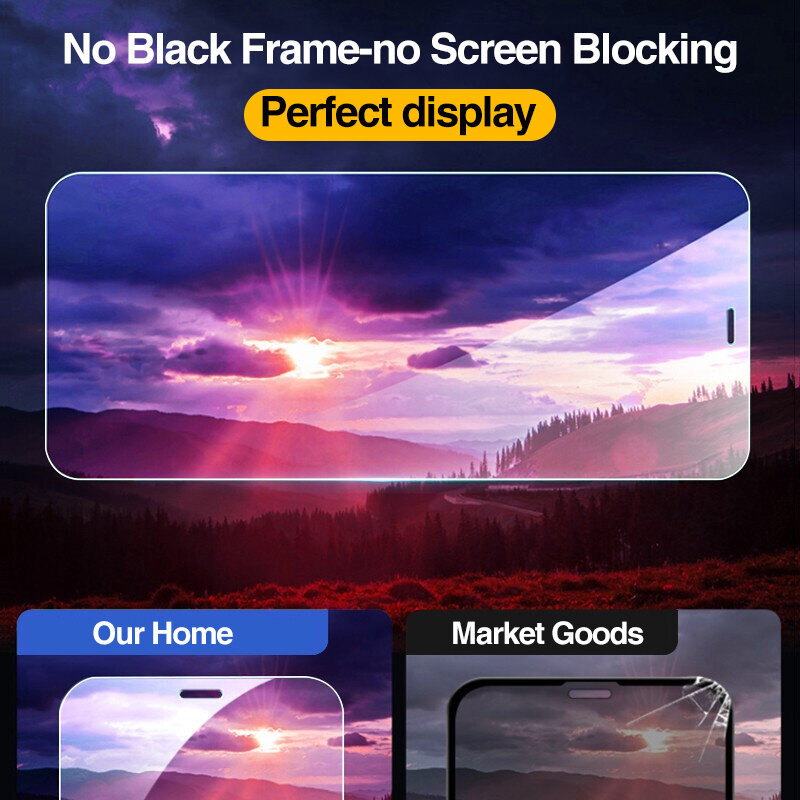 Funda completa de vidrio templado para iPhone, Protector de pantalla para iPhone 11, 12, 13, 14 Pro Max, 6, 7, 8 Plus, X, XR, XS, película de vidrio, 4 Uds.