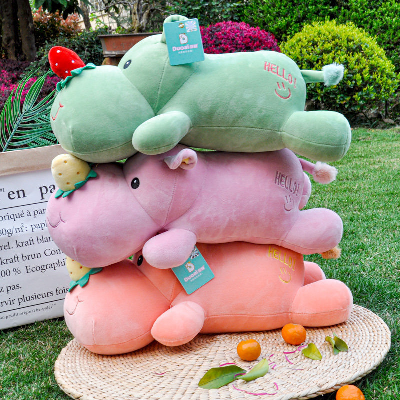 Peluche de rhinocéros couchés à la fraise, jouet en peluche de vache à la fraise, cadeau, jouet doux, Anime, mignon, décoration de maison, Kawaii