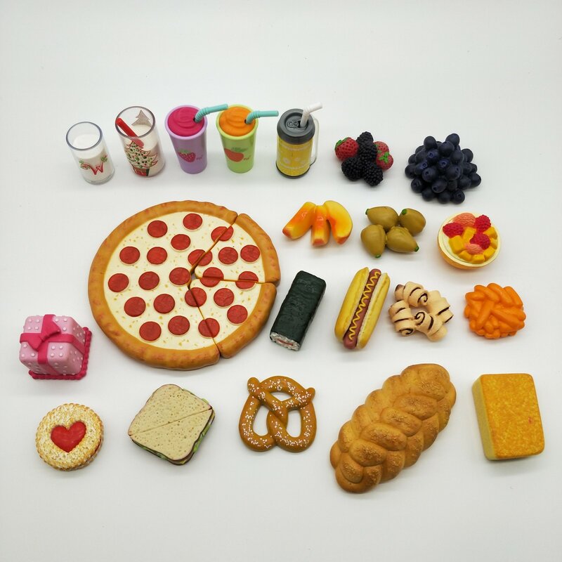 미국 소녀 시뮬레이션 미니 음식 모델 크림 DIY 재료 빵 피자 인형 장난감 액세서리 장식품 wave1