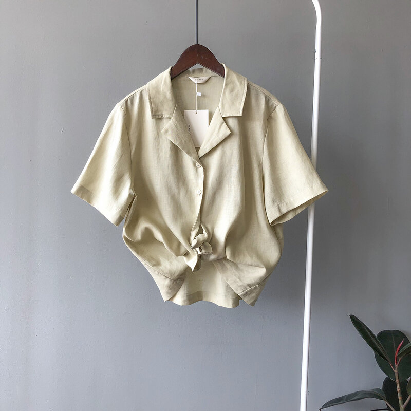 Cmaz flax-女性用半袖シャツ,ハローエディション,新しいTシャツスーツカラー,夏のブラウス,5910 #