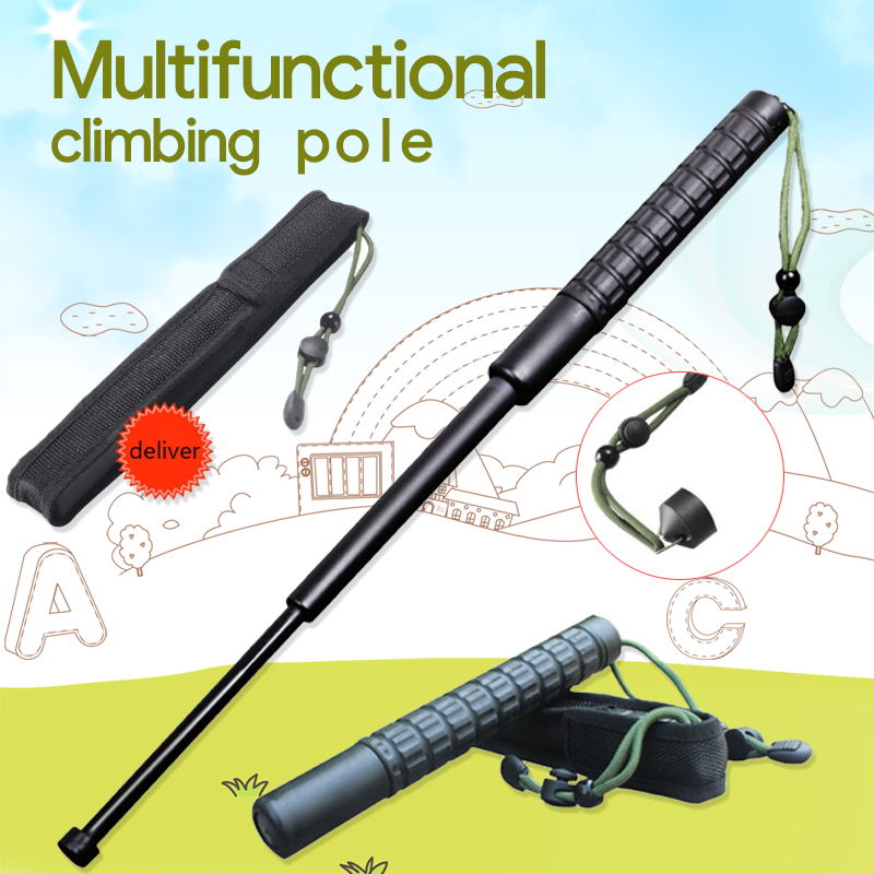 3-Section Telescopic Walking Stick Multifunction Climbing Cane Self Protection Tools Survival Kit Hiking Rod Outdoor Accessories