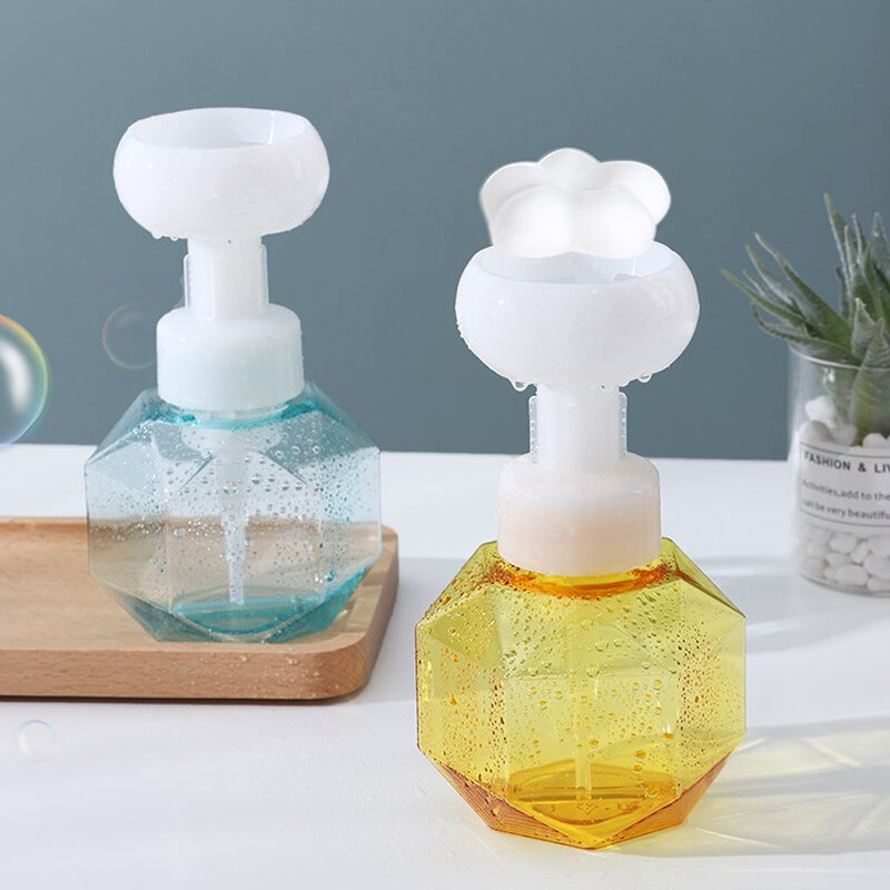 石鹸ディスペンサー用の花の形をした泡のボトル,透明なプラスチックのボトル,旅行用シャワージェル,ポンプ付き,バスルーム用,300ml