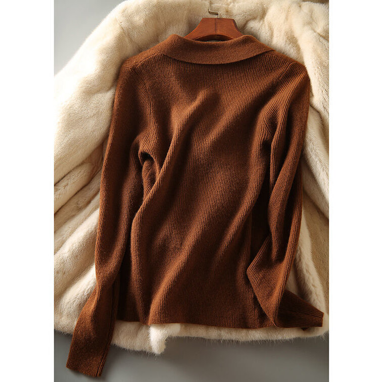 Suéter de punto envuelto en francés para mujer, chaqueta de talla grande, Otoño e Invierno