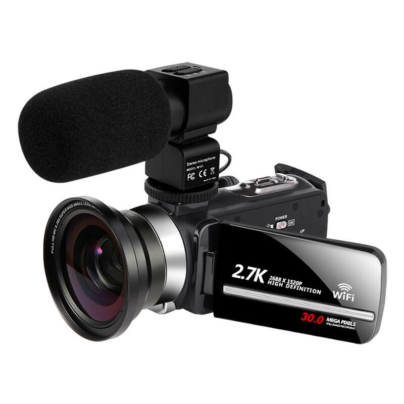 Caméscope numérique 2.7K FHD avec écran tactile de 3.0 pouces, prise en charge du Zoom numérique 30MP 16X, WiFi