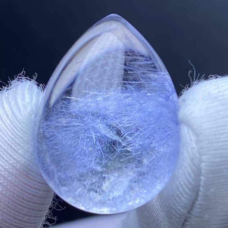 Natural genuíno azul rutilado dumortierite pingente de quartzo 22*16*12mm cristal gota de água colar 18k ouro jóias aaaaaaa