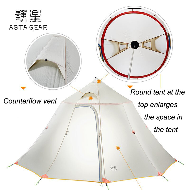 Asta Gear Mountain House duża przestrzeń aktywność zespołowa i ultralekki namiot dla sześciu osób namiot kempingowy piramida bez kij do trekkingu