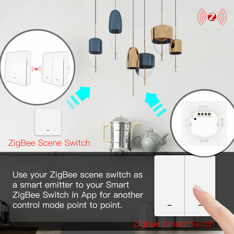 Moes Tuya ZigBee włącznik światła z zestaw z nadajnikiem bez przewodu neutralnego nie wymaga kondensatora współpracuje z Alexa Google Home Smart Life