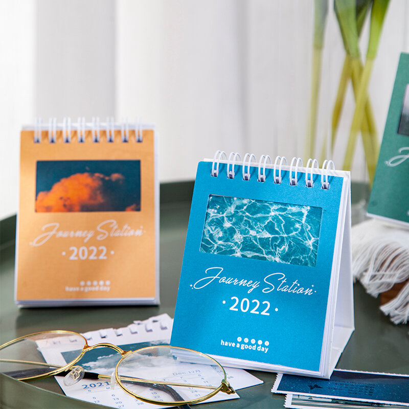 2022 ins paisagem céu nuvem lua mini calendário de mesa dupla agenda diária planejador agenda anual organizador escritório suprimentos