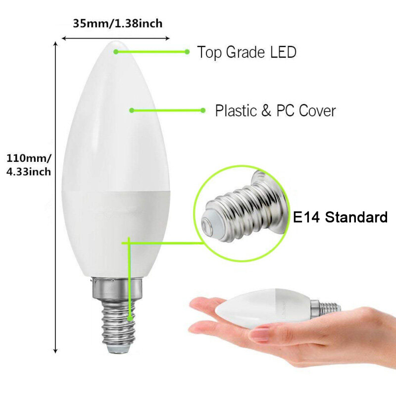 Lonsonho Zigbee Led Candle Light E14 Smart Bulb Lamp RGB + CCT 5W funziona con Smartthings Echo Plus Tuya Zigbee HUB 2 Pack