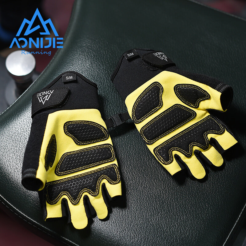 Легкие спортивные перчатки AONIJIE на полпальца, захватывающие дышащие велосипедные перчатки, перчатки на полпальца, противоударные велосипе...