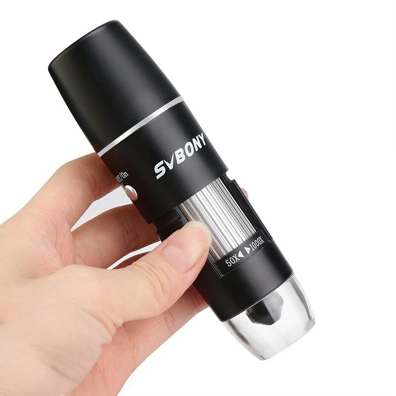 Svbony sv602 50x-1000x wifi/usb microscópio digital câmera lupa 8led com suporte para android ios iphone ipad microsco
