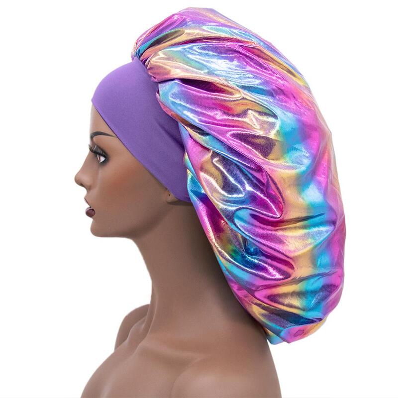 2020 extra large laser wide-brimmed night cap stretch milk silk chemotherapy cap stain bonnets