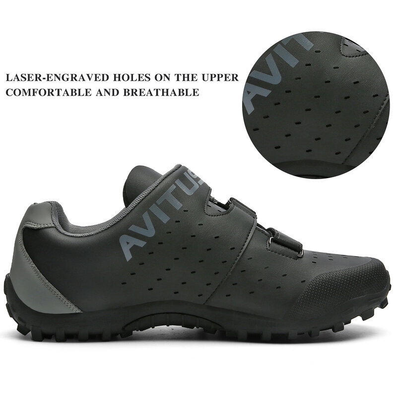 メンズサイクリング靴spdクリート互換シマノペダル通気性と快適なmtb自転車のバックル黒サイズ