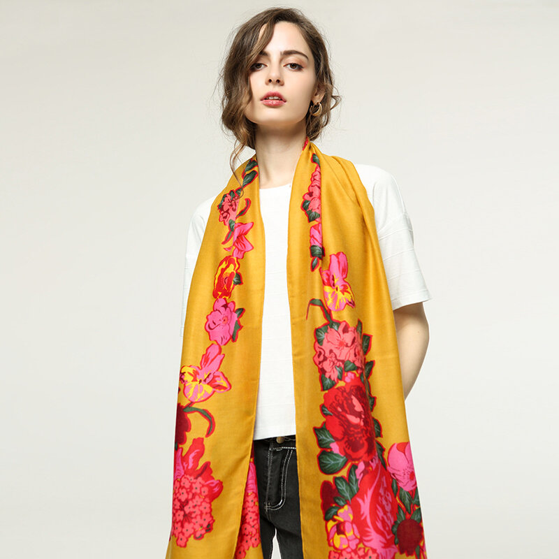 180*90cm Ladies Floral Print Cotton Scarf Women Sunscreen Shawl Air Conditioning Shawl