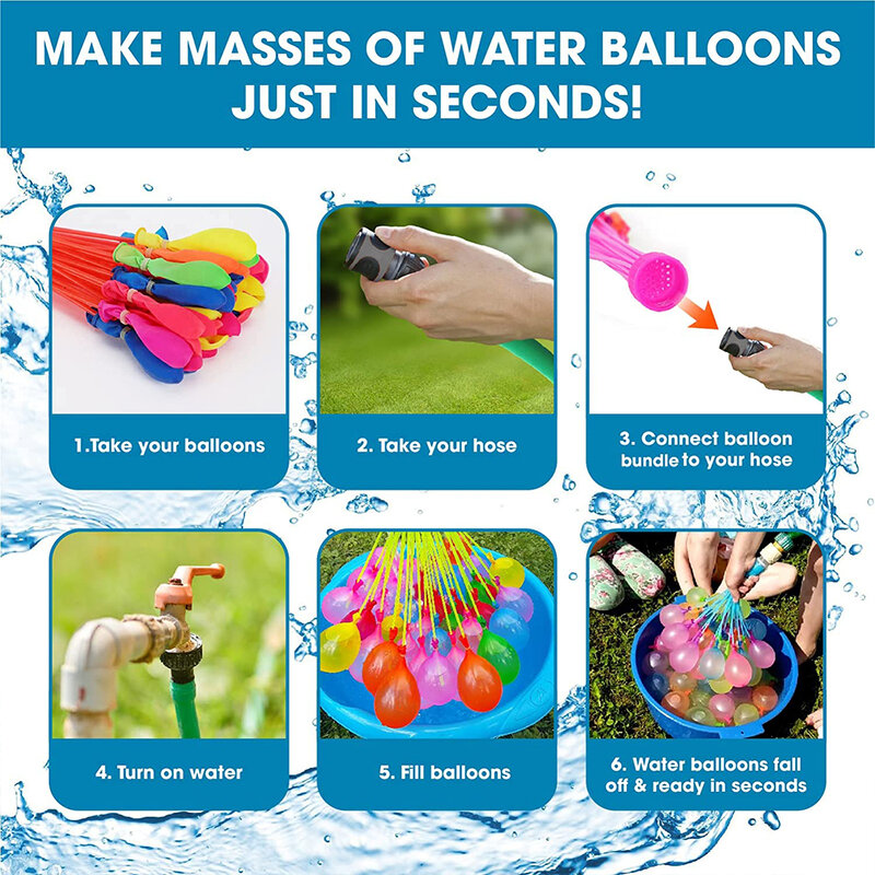 111 PCS Quick Fill Water Balloons Water Bombs Balloon Children Water War Game Supplies Kids Summer Balloons Outdoor Toy Party