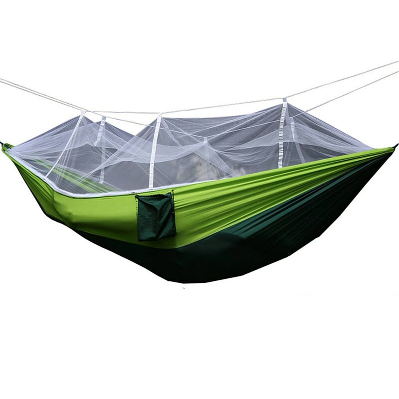 Camping Hammock with Mosquito Net Portable Hammocks Lightweight Nylon with Tree Straps for Outdoor PW