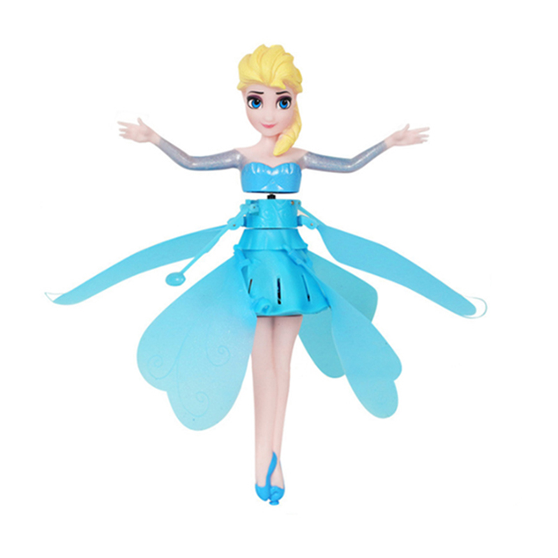 냉동 디즈니 장난감 엘사 공주 항공기 비행 인형 Shinning LED 조명 애니메이션 그림 비행 유도 장난감 귀여운 소녀 선물 아이를위한