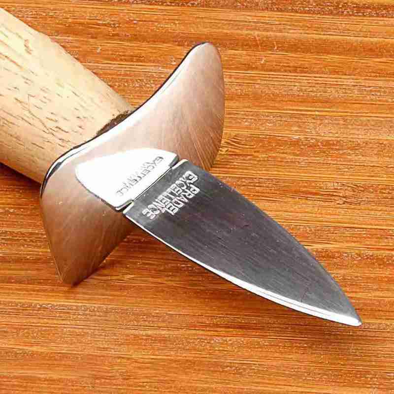 Portable Stainless Steel Seafood scallop pry knife with wooden handle Oyster knives Sharp-edged Shucker Shell Seafood Opener